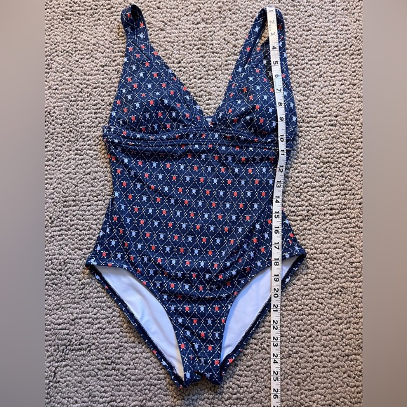 Reyn Spooner Women Swimsuit Blue Royal Honu Turtle V Neck Bathing Suit Size 4 - Picture 7 of 9